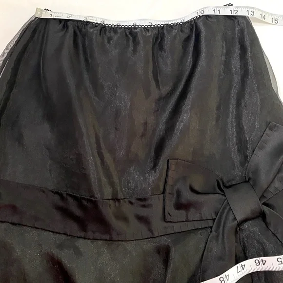 VINTAGE 90’s VICTOR COSTA Black Organza Tulle Bow Detail A-Line Maxi Skirt SZ S - Picture 7 of 8